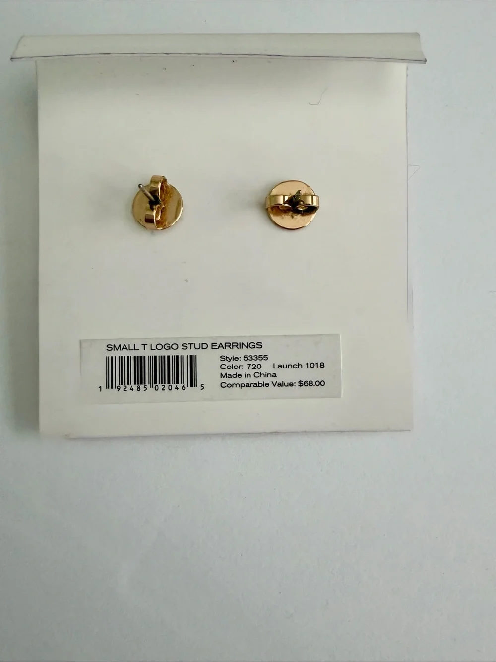 Tory Burch Gold Double T Logo Stud Earrings NWT
